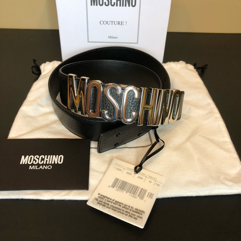 Moschino Big  Logo Leather Belt